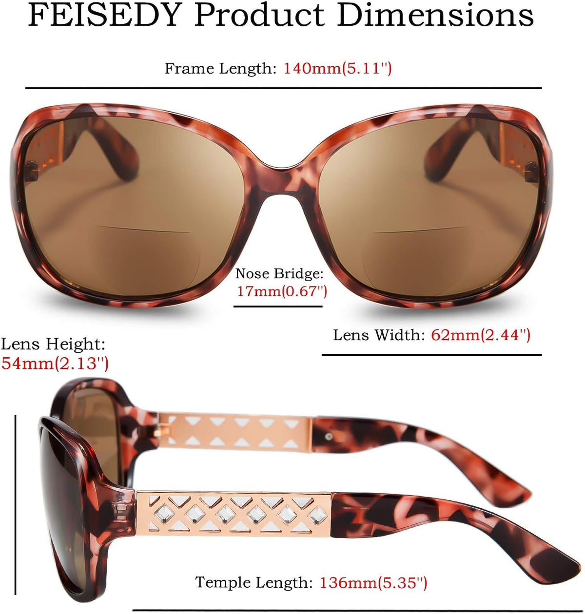 ÉÌƷͼƬ 4 | B07W4CF5Y8 | FEISEDY Womens Bifocal Reading Sunglasses Jackie O Fashion Sun Readers Glasses B2513