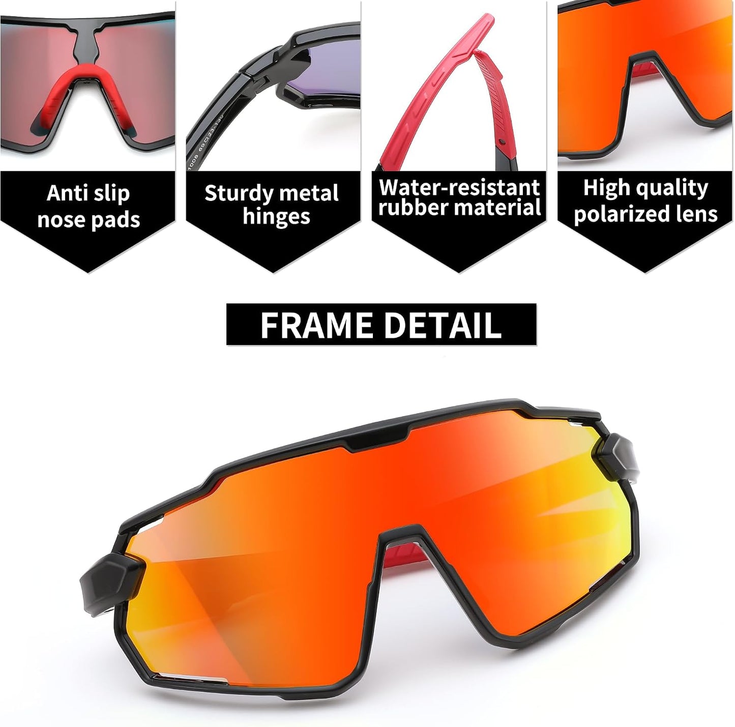 商品图片 17 | B0D6XZ67Q2 | FEISEDY Kids Teens Baseball Polarized Sunglasses Lightweight Frame UV400 Sports Cycling Shades for Boys Girls B0190