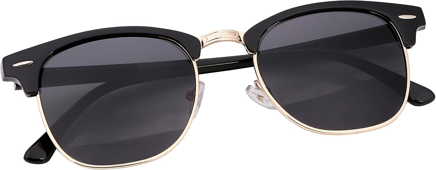 商品图片 2 | B01NCJS1IB | FEISEDY Vintage Half Frame Rimmed Sunglasses Men Women Classic Sun Glasses with Metal Rivets B1510