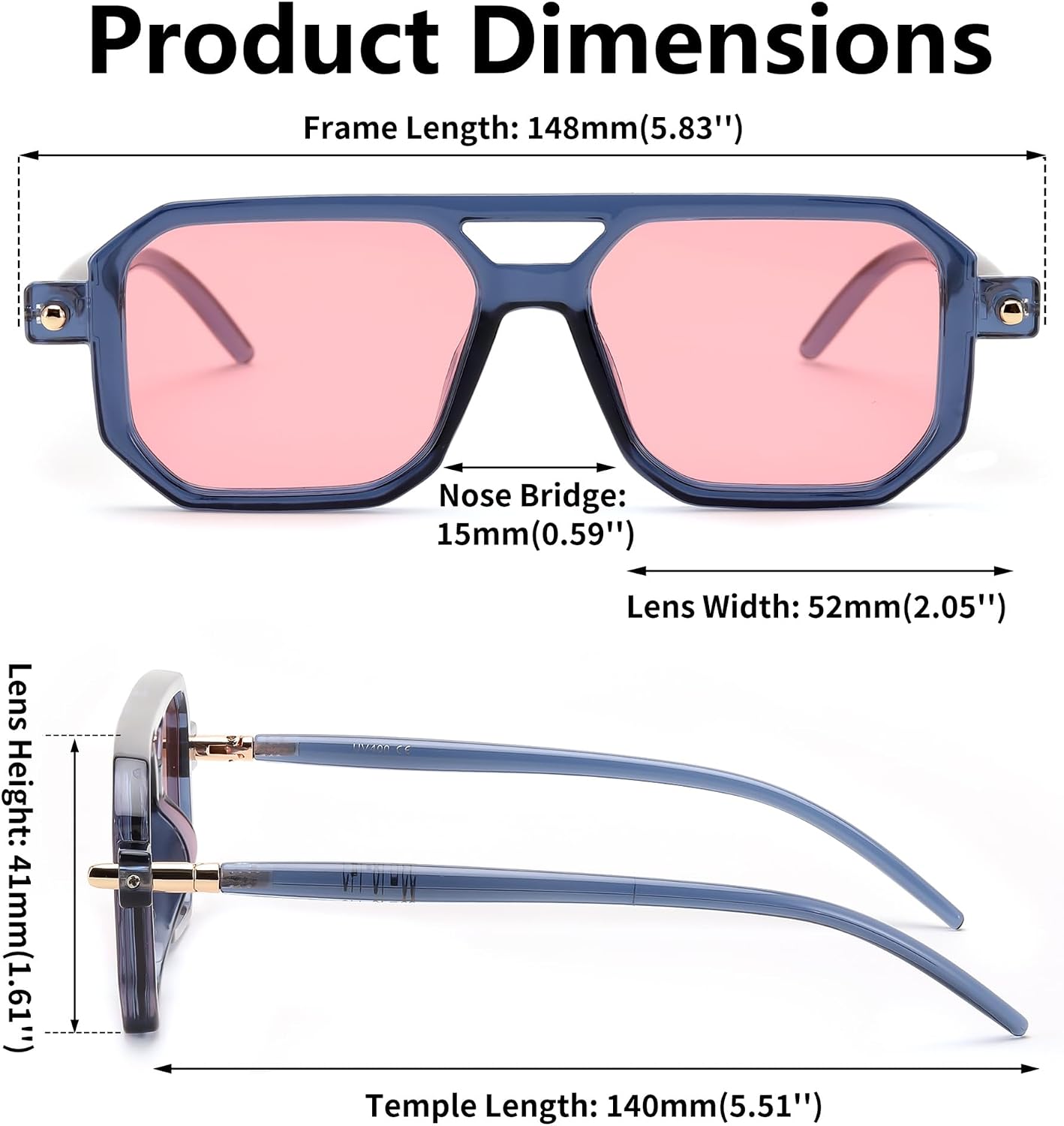 商品图片 12 | B09YTJ4FQZ | FEISEDY Vintage Square 70s Flat Aviator Sunglasses Women Men Classic Retro Stylish Frame UV400 Sunglasses B2622