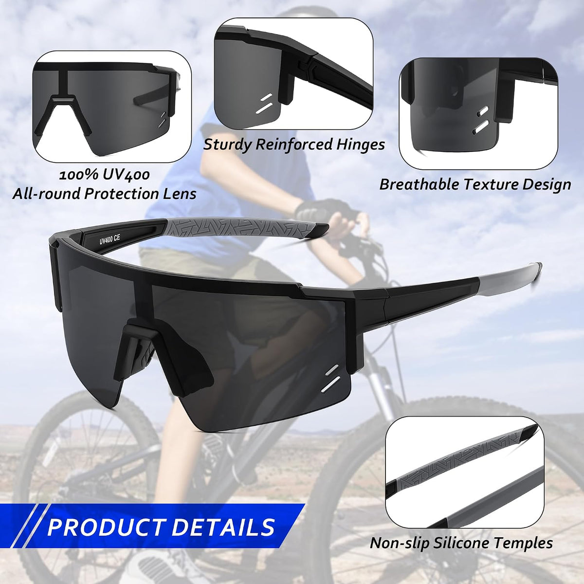 ÉÌƷͼƬ 54 | B0CCJ9N8C5 | FEISEDY Kids Sports Sunglasses UV400 for Youth, Ages 8-16 B0048
