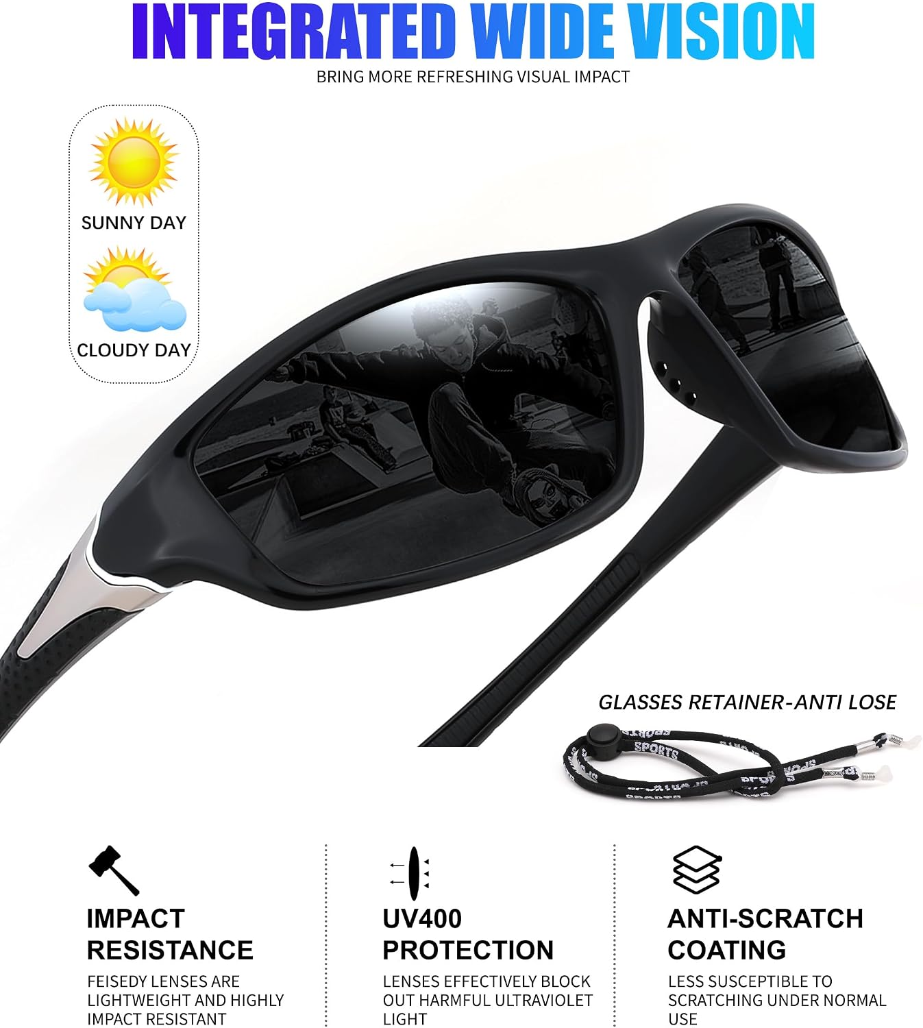 商品图片 70 | B09CT4VMCM | FEISEDY Classic Men Polarized Sports Sunglasses Night Driving Yellow Lenses Cycling Fishing Driving Glasses B2674