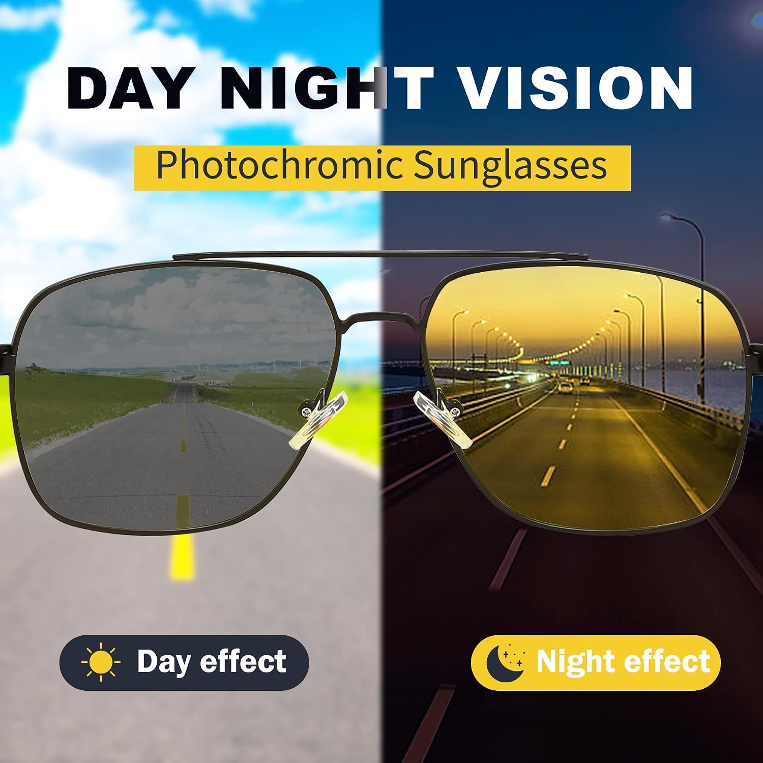 商品图片 12 | B0D6RBYFQB | FEISEDY Polarized Aviator Photochromic Sunglasses Men Women for Day and Night Driving Metal Frame B0172