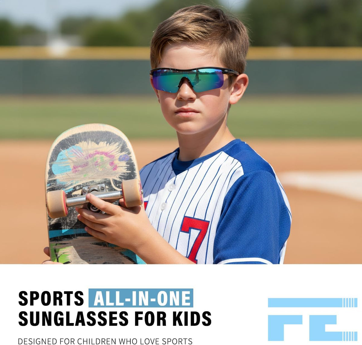 ÉÌƷͼƬ 133 | B07JZ18KMZ | FEISEDY Kids Polarized Sports Sunglasses, TR90 UV400 Baseball Cycling
