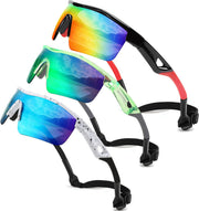 3pack Black & Red+transparent Green & Green+spot White & Blue / 125 Millimeters | B0DZH3W369 | FEISEDY Kids Polarized Sports Sunglasses, TR90 UV400 Baseball Cycling