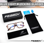 ÉÌƷͼƬ 15 | B0D9NJ18RZ | FEISEDY Retro Aviator Square Blue Light Glasses for Men Women B0209