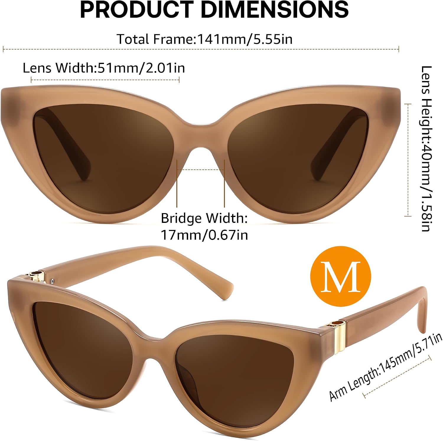 商品图片 12 | B0GVF3CZ9N | FEISEDY Cat eye Sunglasses Polarized and Retro Stylish for Women Men B0428 | UV400 Protection, for Driving Fishing Beach Travel and Party, Metal Accents, Versatile Styling