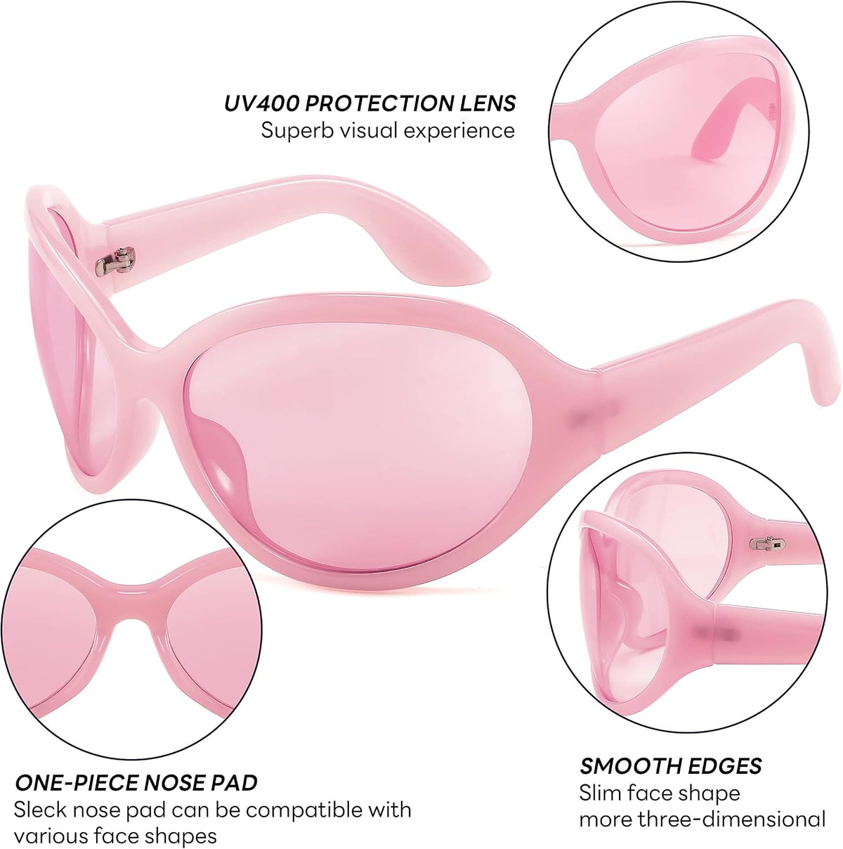 ÉÌƷͼƬ 36 | B0BYX6JXMW | FEISEDY Bug Eye Y2K Oversized Sunglasses Women Men Oval Frame B2391