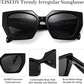 商品图片 37 | B0CNCTSQ2Z | FEISEDY Trendy Polarized Sunglasses, Oversized Irregular TR Frame for Women Men, Retro Shades UV400 B0016
