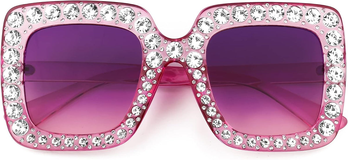 ÉÌƷͼƬ 60 | B077GMJCV8 | FEISEDY Women Sparkling Crystal Sunglasses Oversized Square Thick Frame B2283