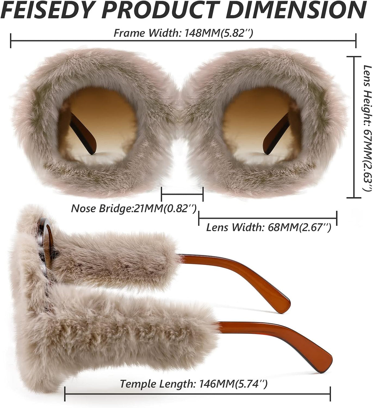 ÉÌƷͼƬ 106 | B09PN9V5N6 | FEISEDY Sunglasses Women Plush Fuzzy Soft Velvet Party Masquerade B2877