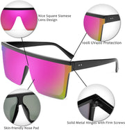 ÉÌƷͼƬ 49 | B09H6XXSDN | FEISEDY Oversized Sunglasses Mens Womens Flat Top Square Trendy Visor Shades UV400 B2470