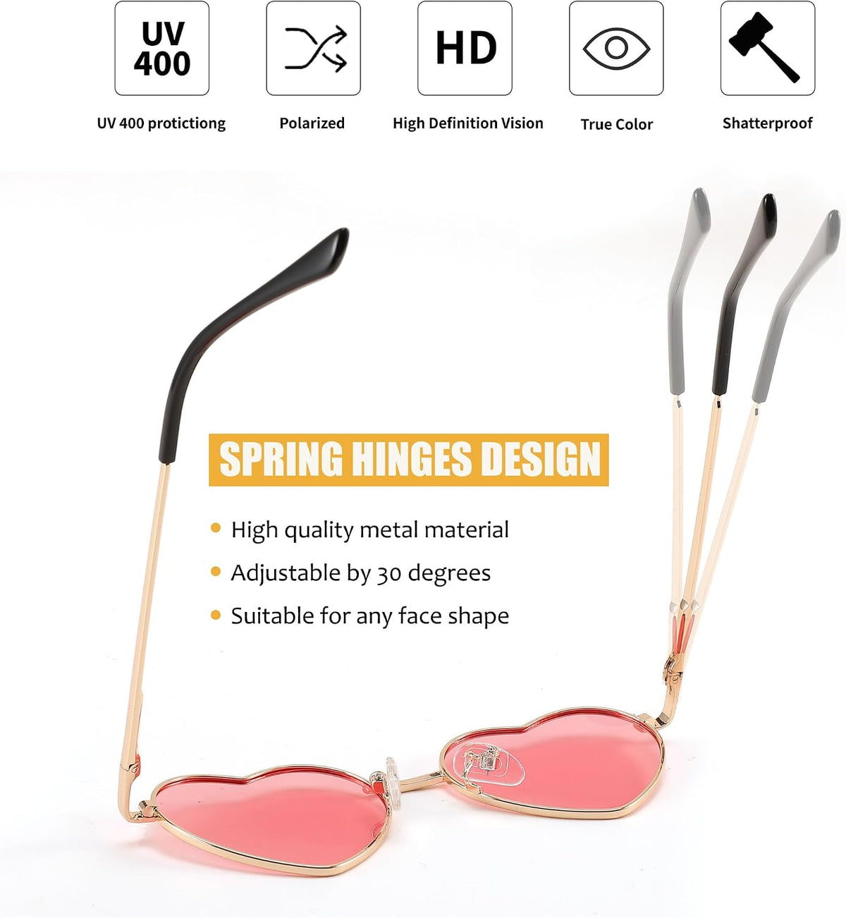 ÉÌƷͼƬ 23 | B0CGZFPWJZ | FEISEDY Polarized Heart Sunglasses for Women Men, UV400 Protection B2851