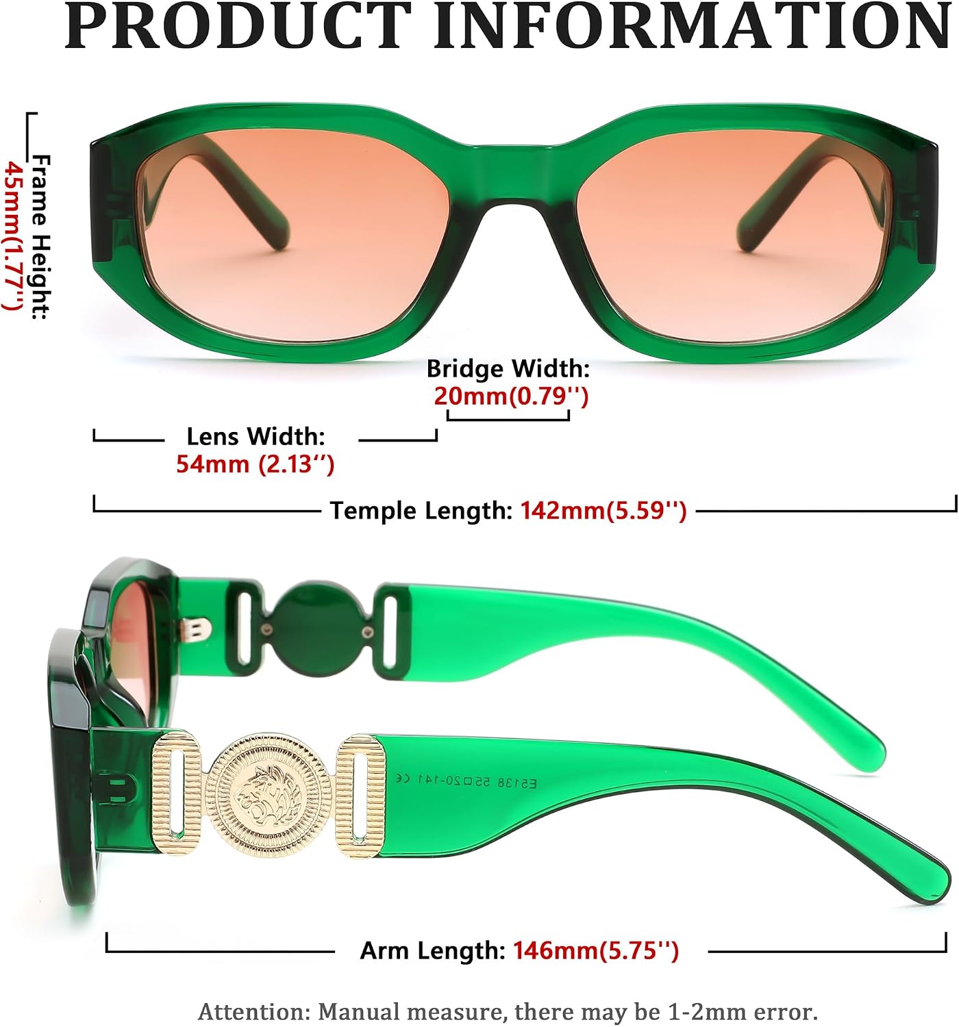 商品图片 61 | B0B5V7T75J | FEISEDY Retro Trendy Rectangle Sunglasses Women Men Narrow Shades B2322
