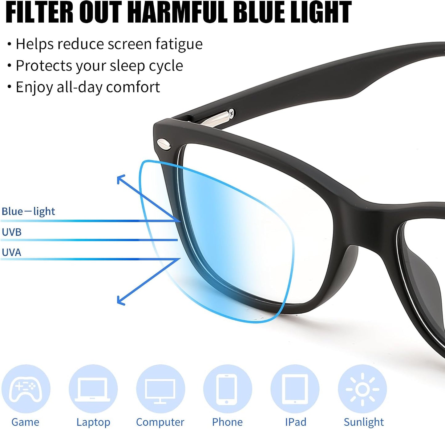 商品图片 4 | B0GKNCMTFX | FEISEDY Blue Light Blocking Photochromic Glasses UV400 Protection B1264