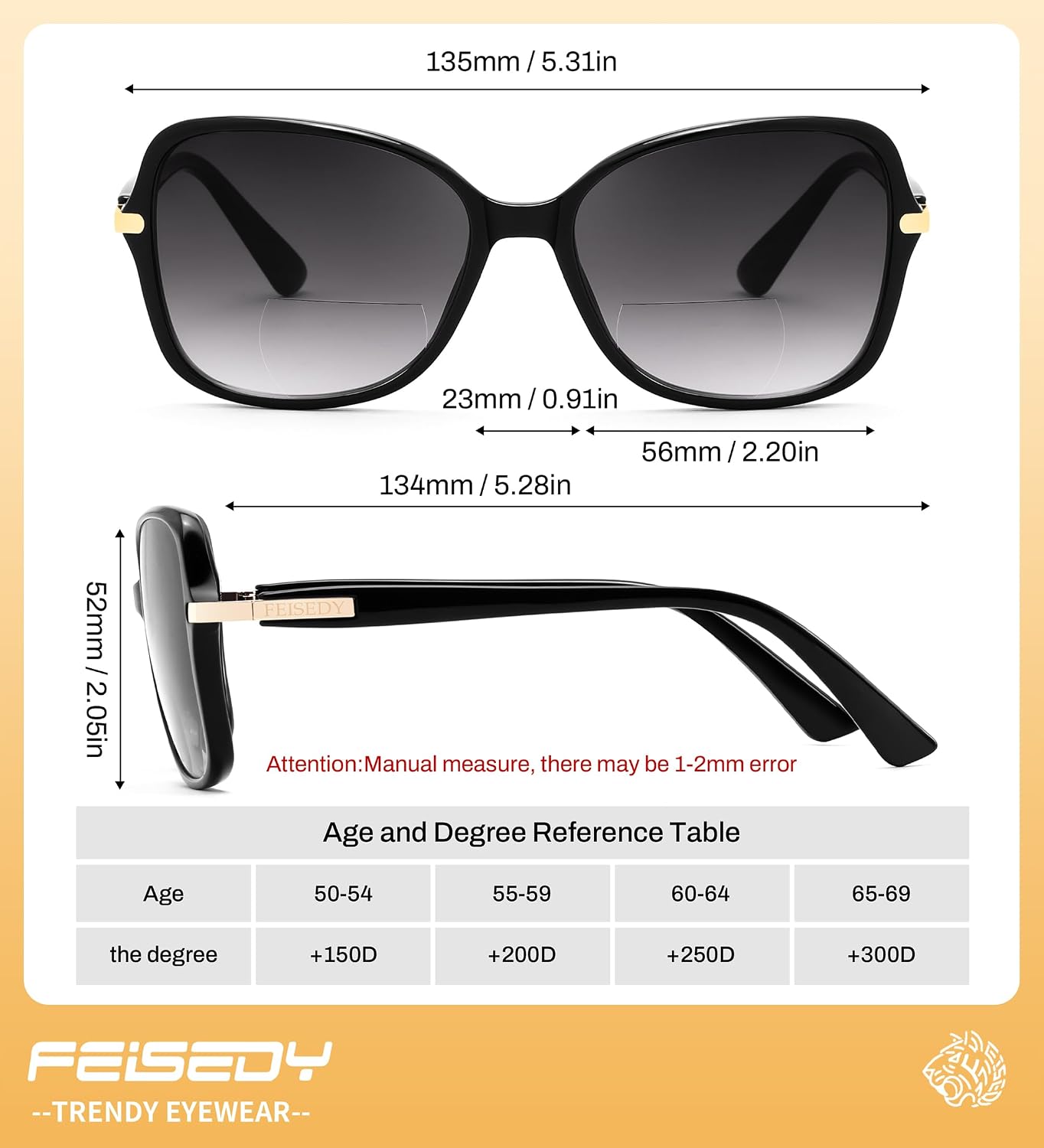 商品图片 5 | B0GT132JWH | FEISEDY Women Bifocal Sunglasses Reader UV400 Protection B0351 | Butterfly Sun Reader, Fashion Outdoor Reading Glasses