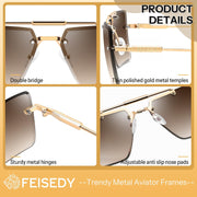 商品图片 25 | B0HFJXV98G | FEISEDY Rimless Aviator Sunglasses for Women Men Luxury UV400 Shades