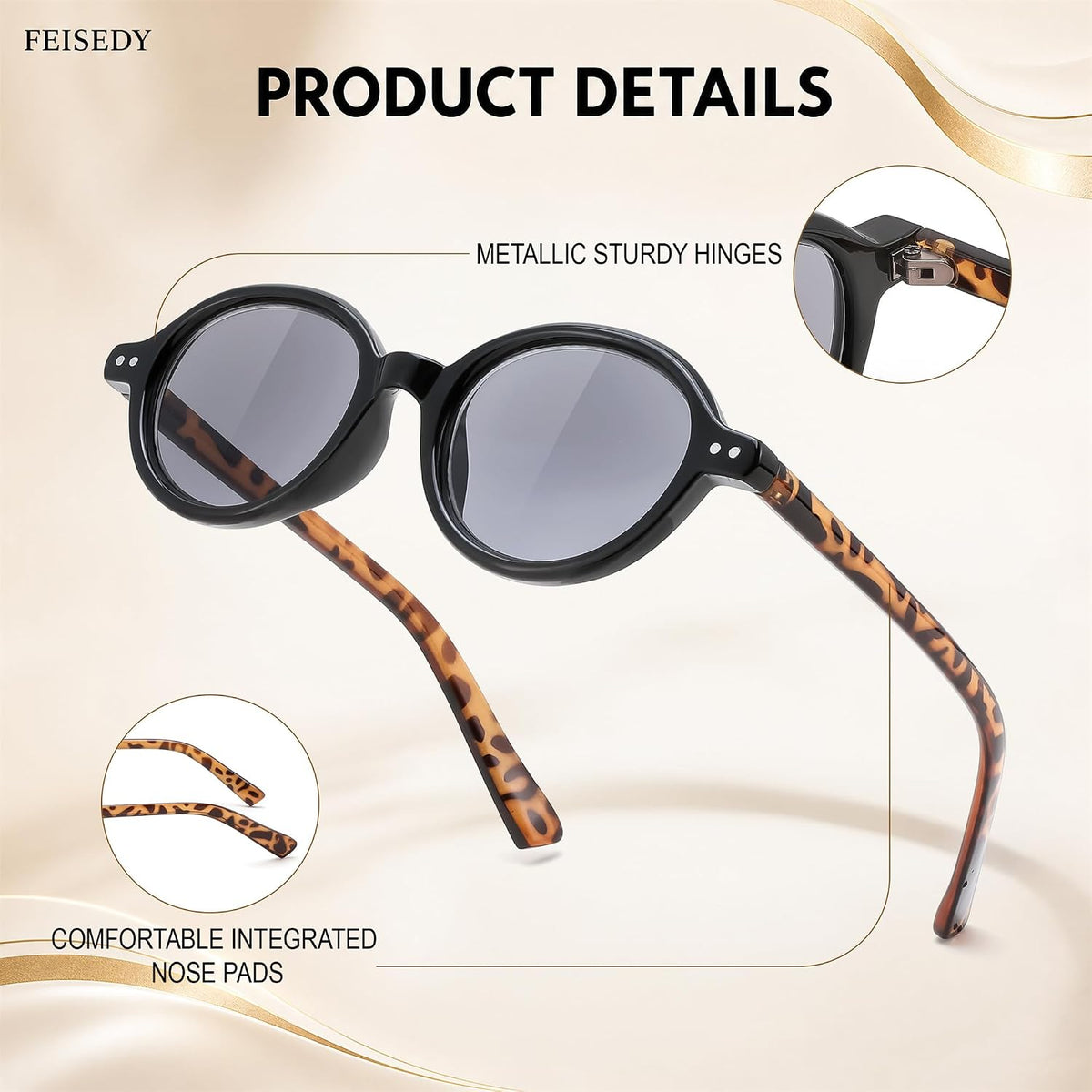 ÉÌƷͼƬ 20 | B0GYW69THN | FEISEDY Reading Glasses for Women Men Retro Oval Reader Sunglasses B1379