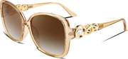 Elegant Champagne / 61 Millimeters | B0BJ6ZQL9H | FEISEDY Women's Fashion Sunglasses, Oversized Square Frame with Pearl Sparkling, Polarized UV Protection B2821