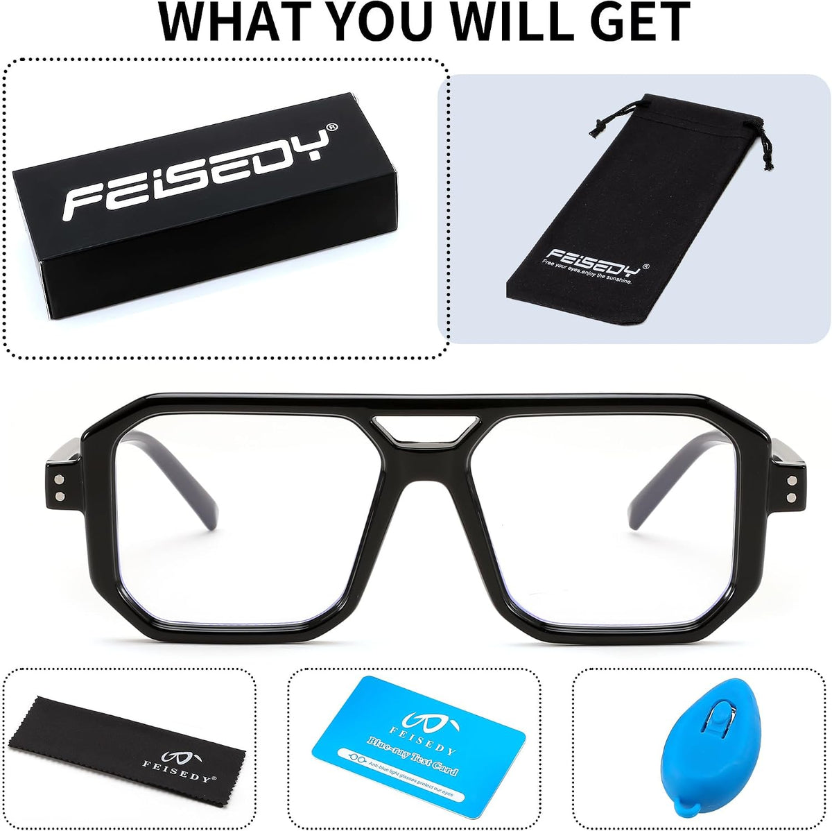 ÉÌƷͼƬ 7 | B0D3P82MGV | FEISEDY Blue Light Blocking Glasses, Aviator Frame Computer Reading/Gaming/TV/Phones Glasses for Women Men B0165