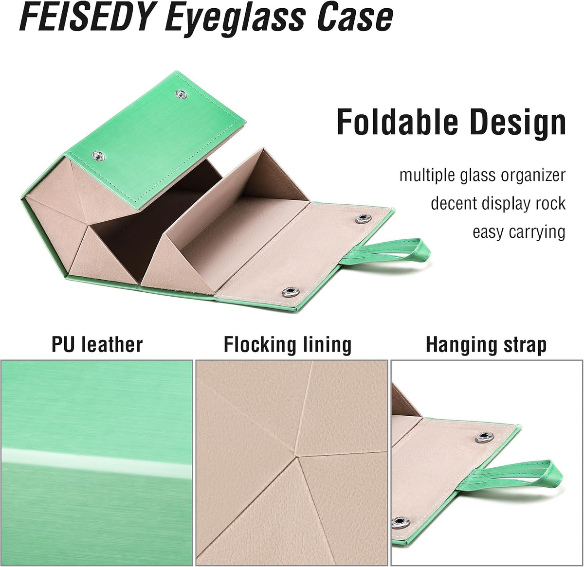 ÉÌƷͼƬ 37 | B0CSFHKMSS | FEISEDY Sunglasses Organizer 5 Slots Travel Glasses Case,Hanging Eyewear Holder Fashionable PU Leather Eyeglass Case B0087