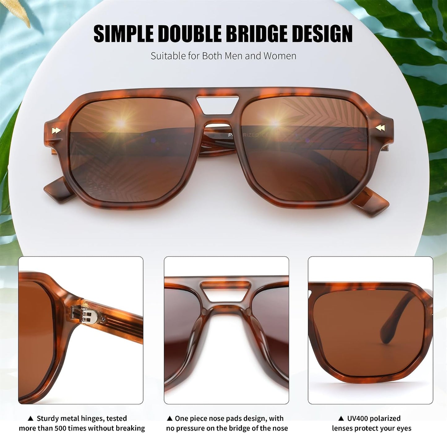 商品图片 42 | B0DSH2BVX5 | FEISEDY Polarized Aviator Sunglasses Men Women, Retro 70s Style Design - UV400 Protection, Driving & Daily Wear B0203