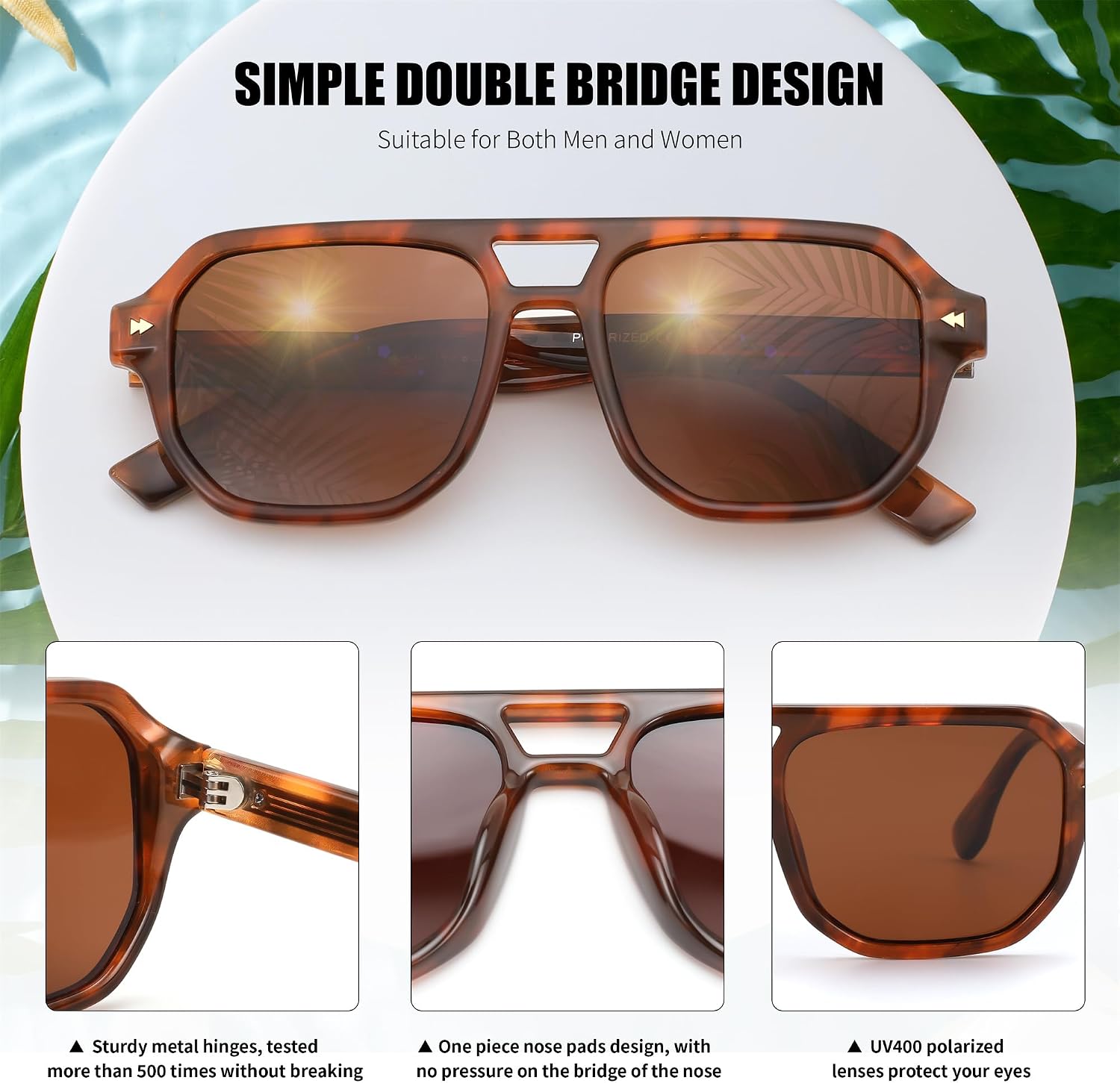 商品图片 42 | B0DSH2BVX5 | FEISEDY Polarized Aviator Sunglasses Men Women, Retro 70s Style Design - UV400 Protection, Driving & Daily Wear B0203