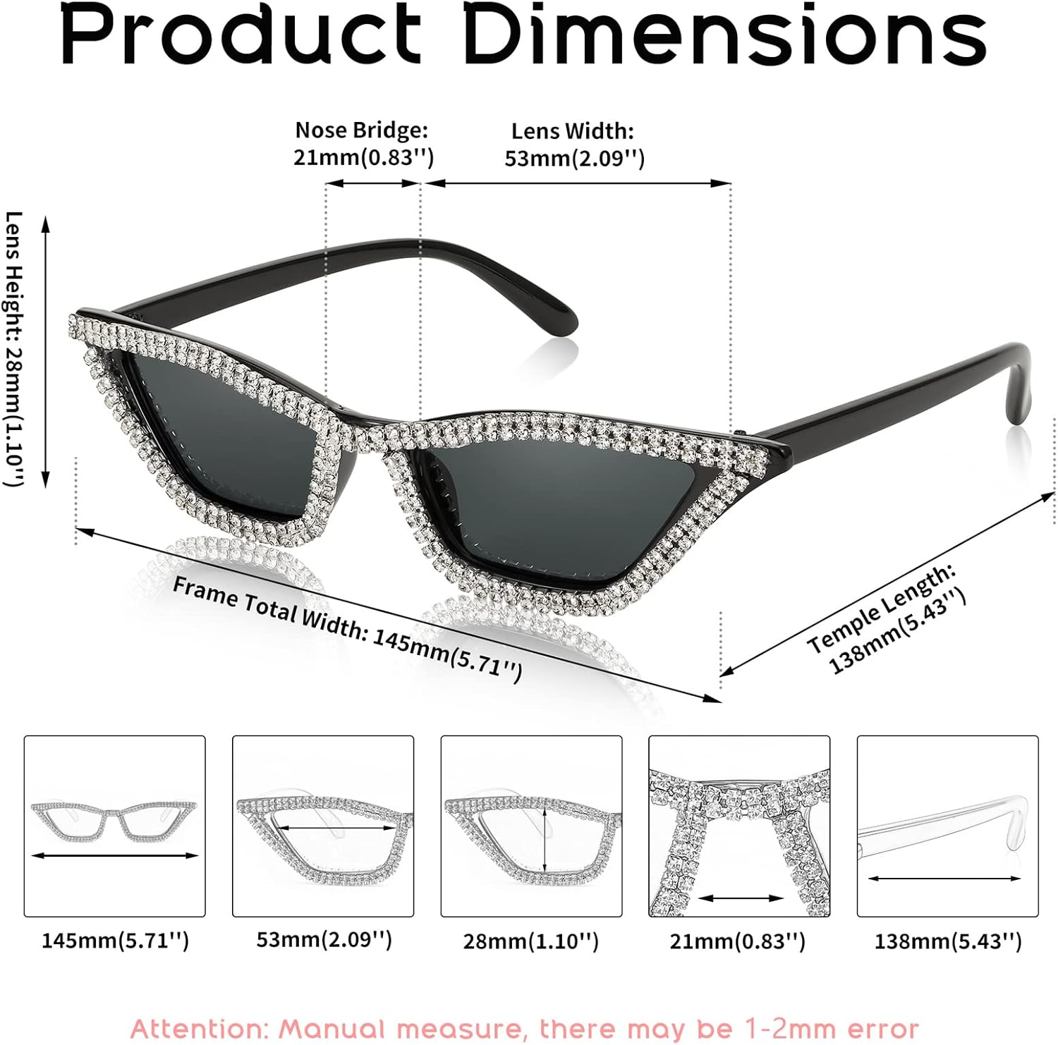 商品图片 118 | B079KYQYT3 | FEISEDY Small Cat Eye Sunglasses Vintage Square Shade Women Eyewear B2291