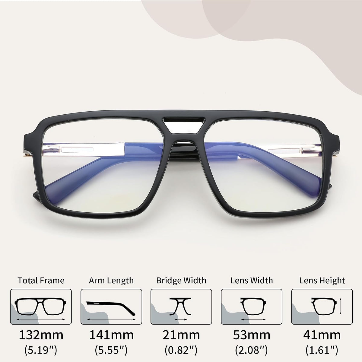 ÉÌƷͼƬ 7 | B0D9NJ18RZ | FEISEDY Retro Aviator Square Blue Light Glasses for Men Women B0209