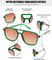 ÉÌƷͼƬ 61 | B0H2V9BFS5 | FEISEDY Retro Polarized Aviator Square Sunglasses for Women Men UV400 B0357