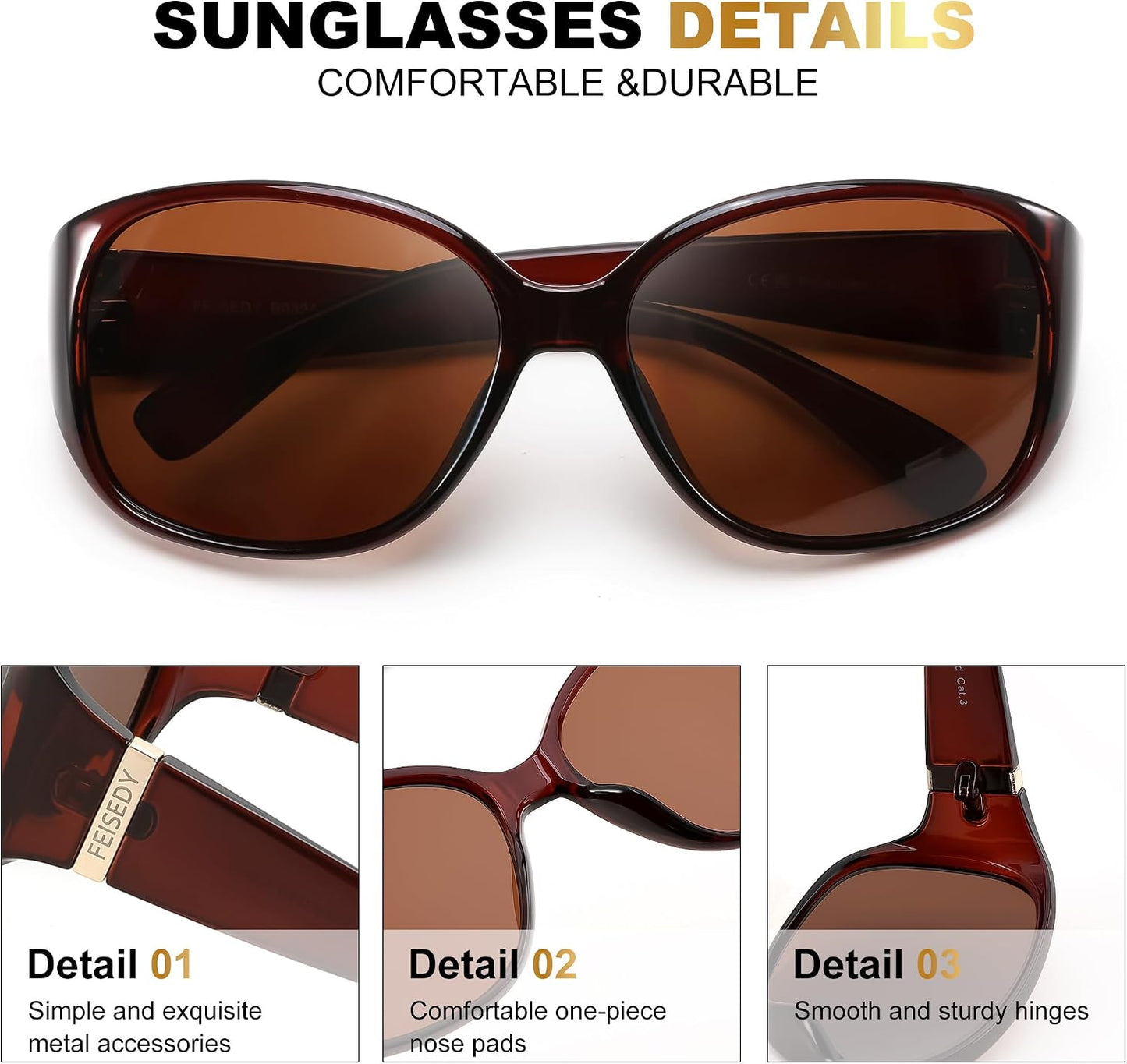 商品图片 32 | B0H4R52F3D | FEISEDY Women's Polarized Sunglasses Wrap Around Vintage Fashion Sunnies UV400 Protection B0394