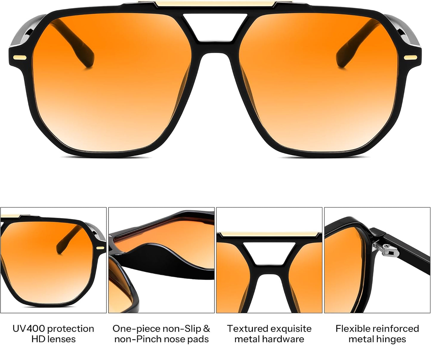 商品图片 30 | B0H71K72HH | FEISEDY Retro Aviator Sunglasses for Women Men 70s Square Sun Glasses B0281