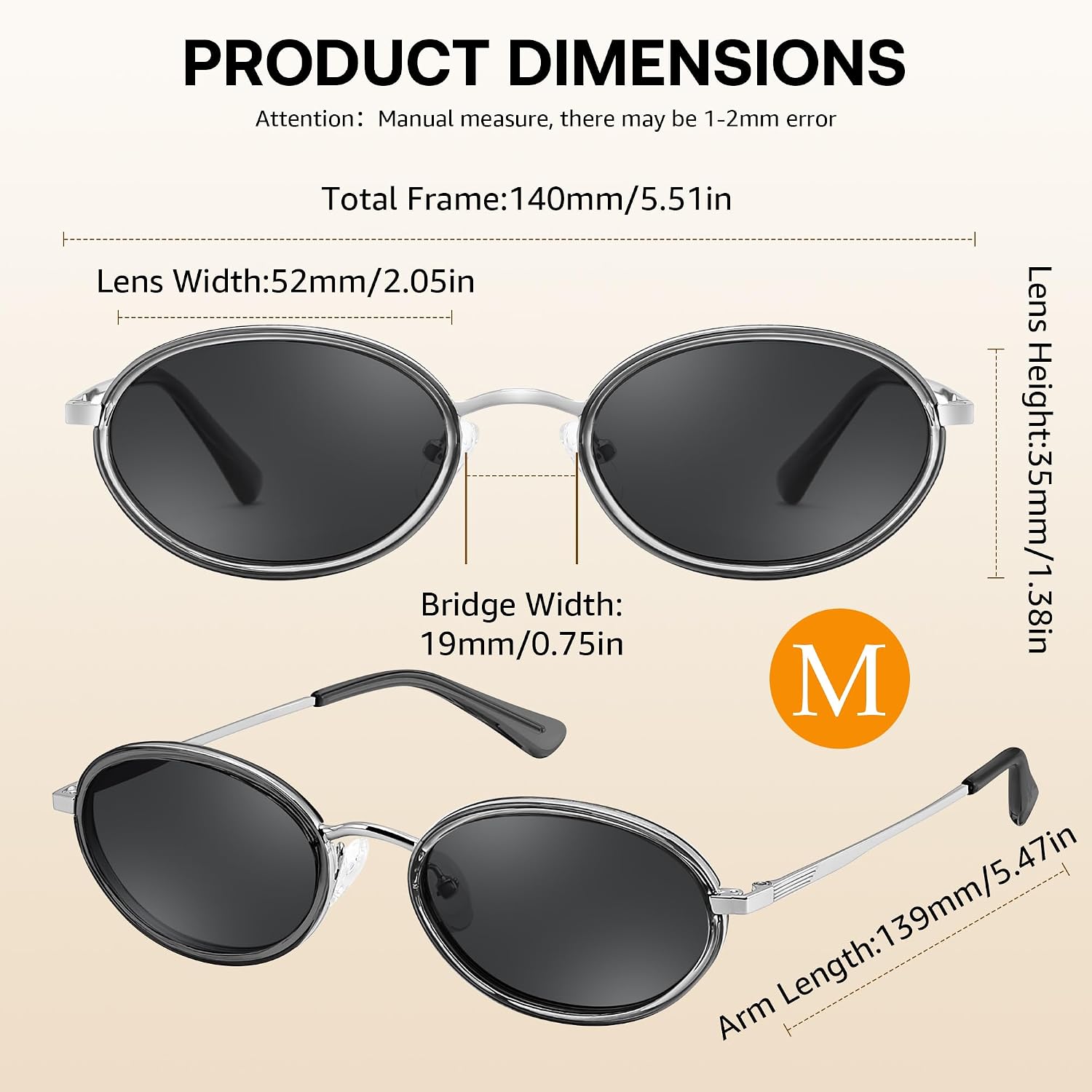 商品图片 5 | B0GX9GL5XF | FEISEDY Polarized Oval Metal Sunglasses for Women Men Classic Retro B0439