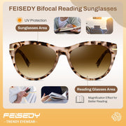 ÉÌƷͼƬ 21 | B0HDS914Y5 | FEISEDY Bifocal Sunglasses Reader Women Stylish Cat Eye Sun Readers B0392