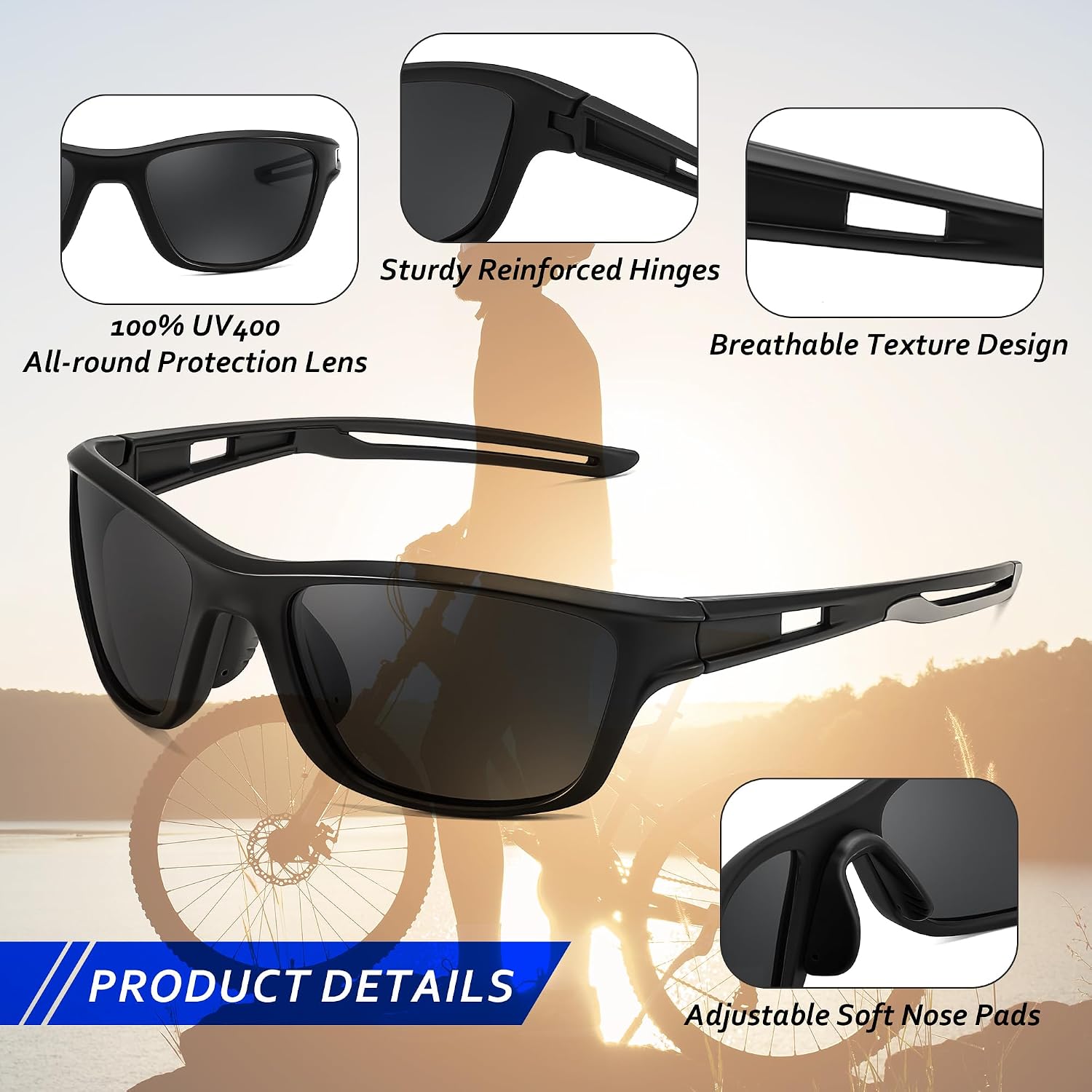 商品图片 32 | B0CTXW1SQG | FEISEDY Sports Polarized Sunglasses For Men Women Cycling Driving Fishing Running UV400 Protection B0125