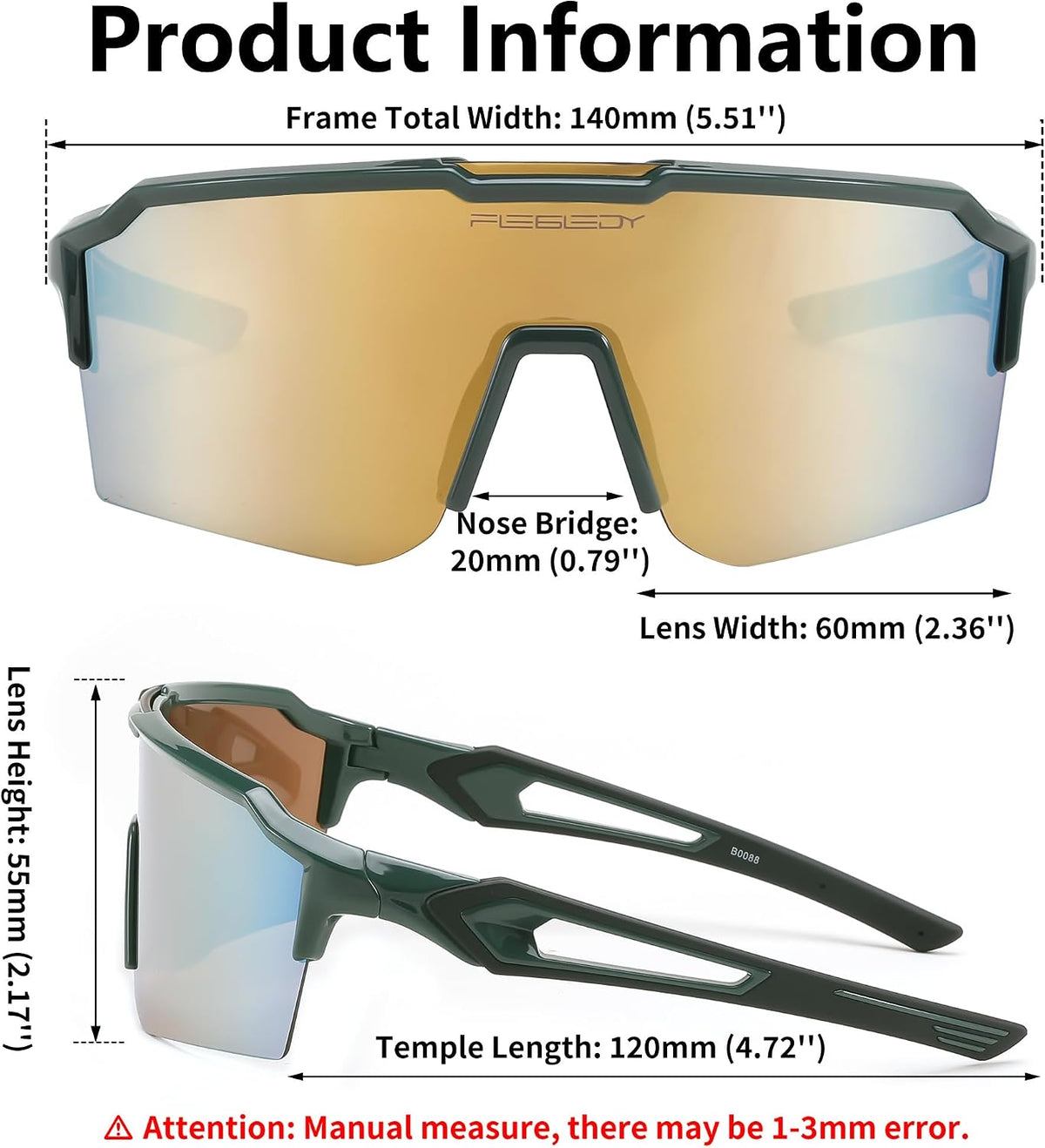 ÉÌƷͼƬ 20 | B0CVWYCSZS | FEISEDY Sports Sunglasses for Men Women Baseball Cycling Running Driving Glasses UV400 B0088