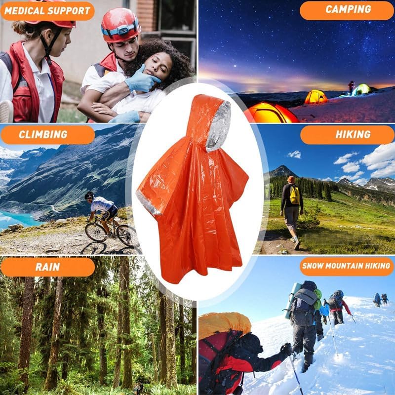 商品图片 2 | B0DWMCJ952 | Heavy - Duty Emergency Poncho with Mylar Liner Waterproof Reflective & Warm for Outdoor Use