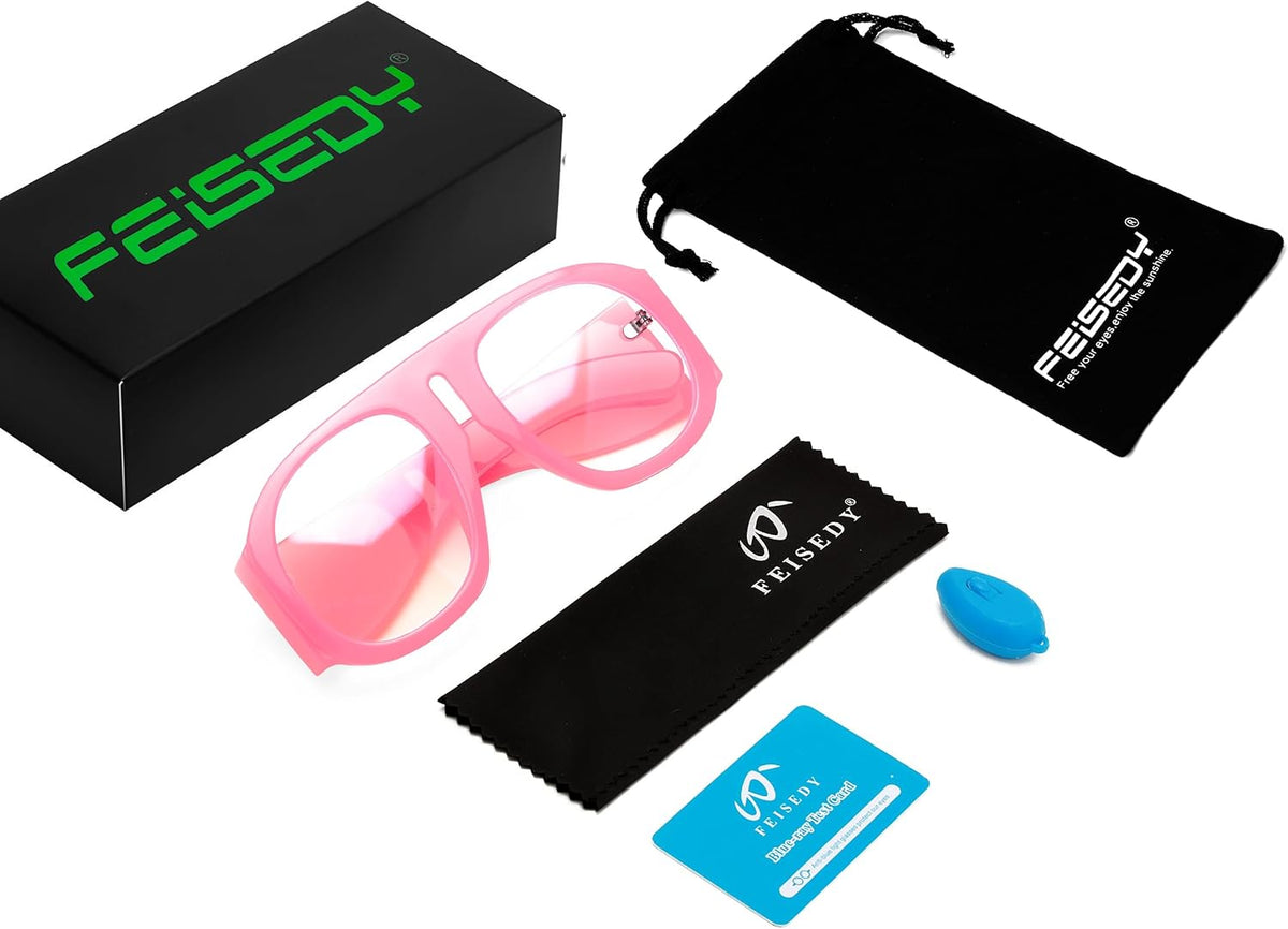 ÉÌƷͼƬ 14 | B0BP7FJ44H | FEISEDY Oversized Blue Light Blocking Glasses Women Men Big Plastic Aviator Frame Eyewear Clear Lens Computer Glasses B2371