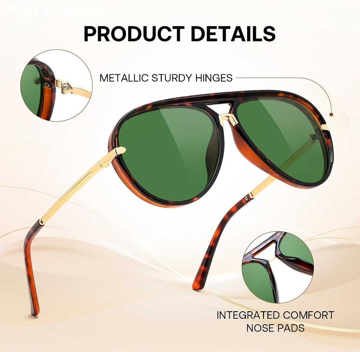 ÉÌƷͼƬ 19 | B0GYVVZBQM | FEISEDY Classic Aviator Sunglasses UV400 Protection for Women Men B0461