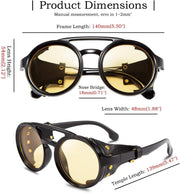 ÉÌƷͼƬ 38 | B09WN3J4YZ | FEISEDY Retro Round Steampunk Sunglasses Women Men Leatherwear B2532