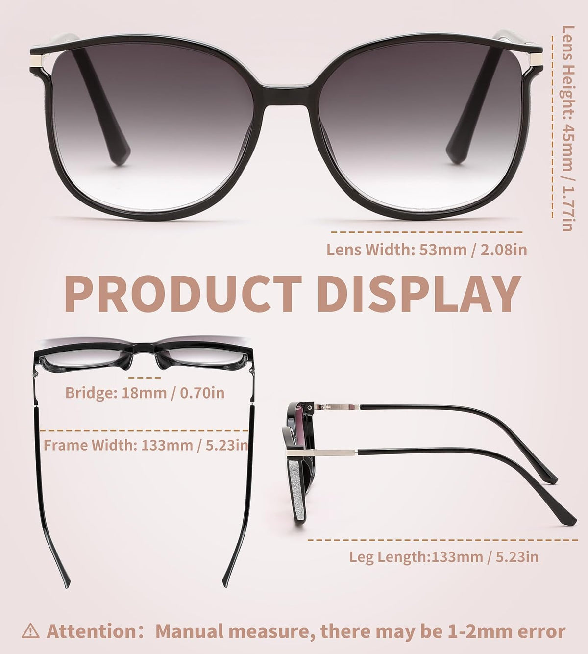 商品图片 5 | B0FPCGQQSX | FEISEDY 2 Pack Stylish Reader Sunglasses for Women B0321 | Fashion Lightweight UV400 Protection Full Lens Reading Glasses