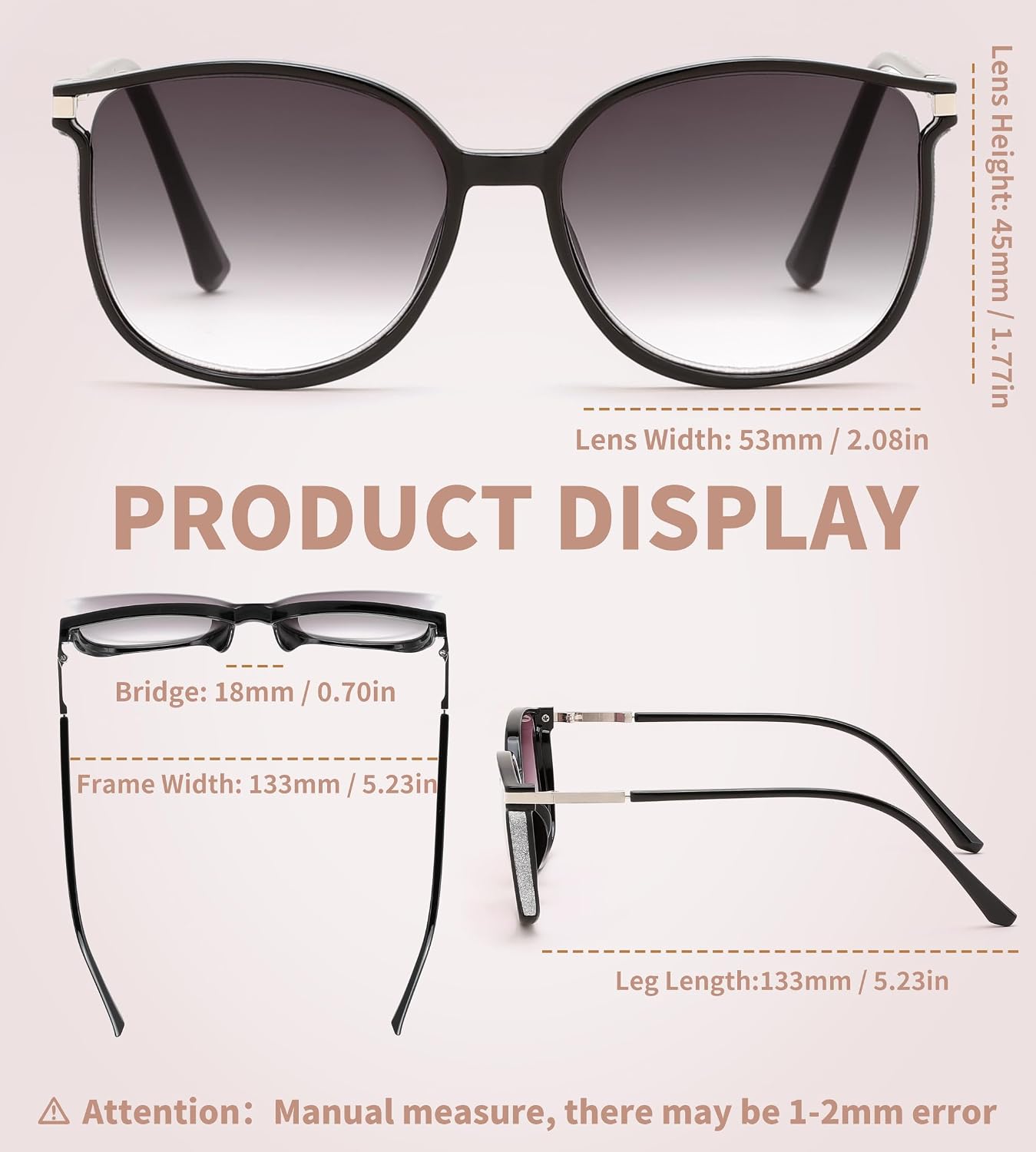 商品图片 5 | B0FPCGQQSX | FEISEDY 2 Pack Stylish Reader Sunglasses for Women B0321 | Fashion Lightweight UV400 Protection Full Lens Reading Glasses
