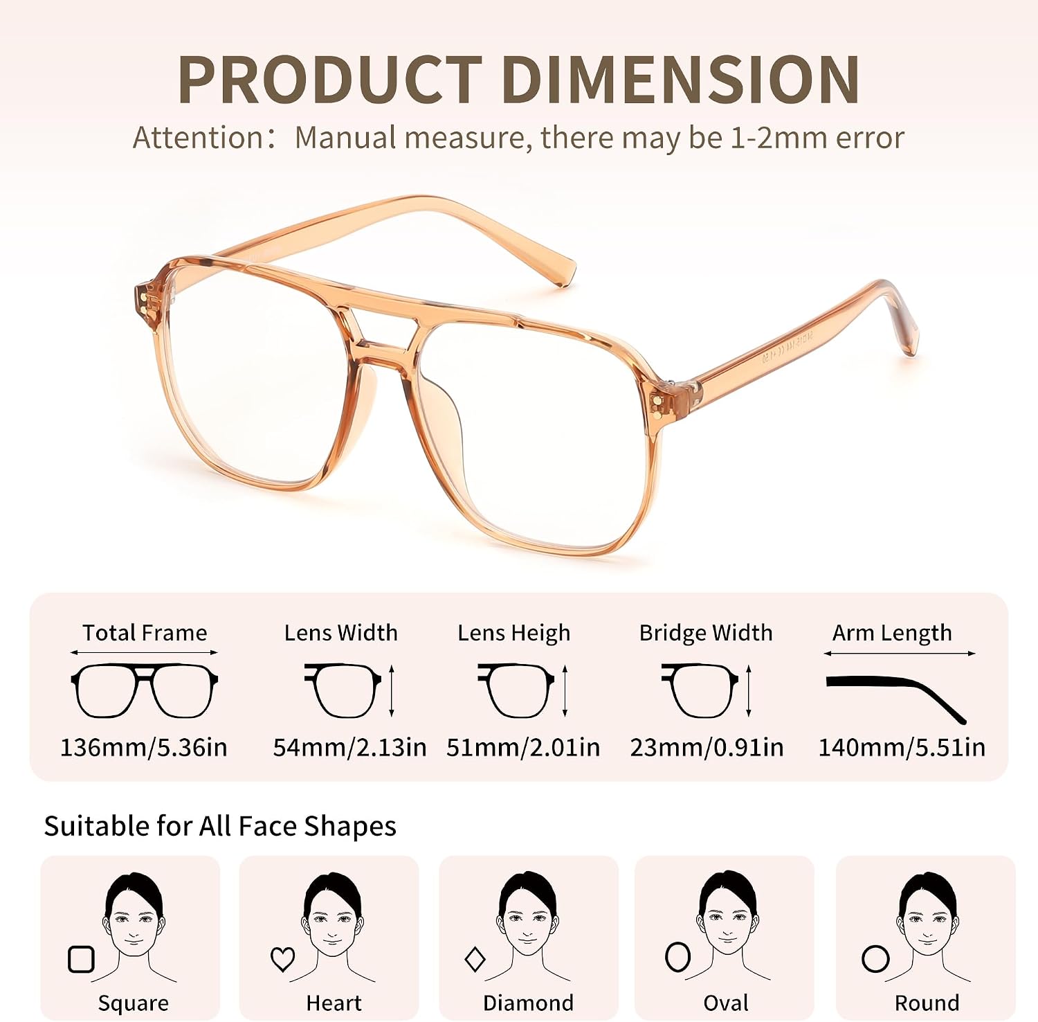 商品图片 32 | B0FWXP3HKW | FEISEDY Fashion Aviator Blue Light Reading Glasses for Woman Men B0318 | Square Pilot Computer Glasses, Anti Eyestrain Glare Readers