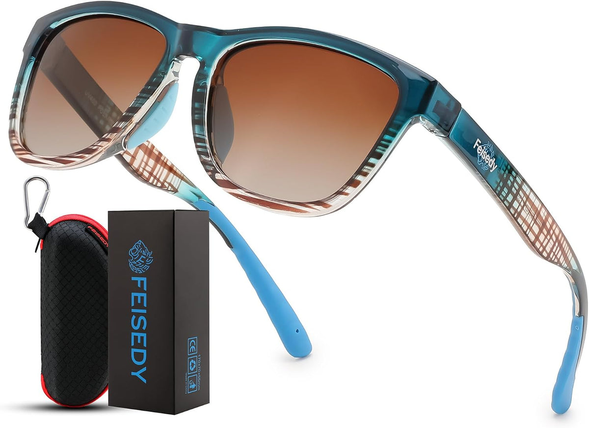 Tortoise Blue/Gradient Tea / 49 Millimeters | B0HFJQXYD2 | FEISEDY Polarized Sunglasses Women Men Sports Lightweight Sun Glasses B1423