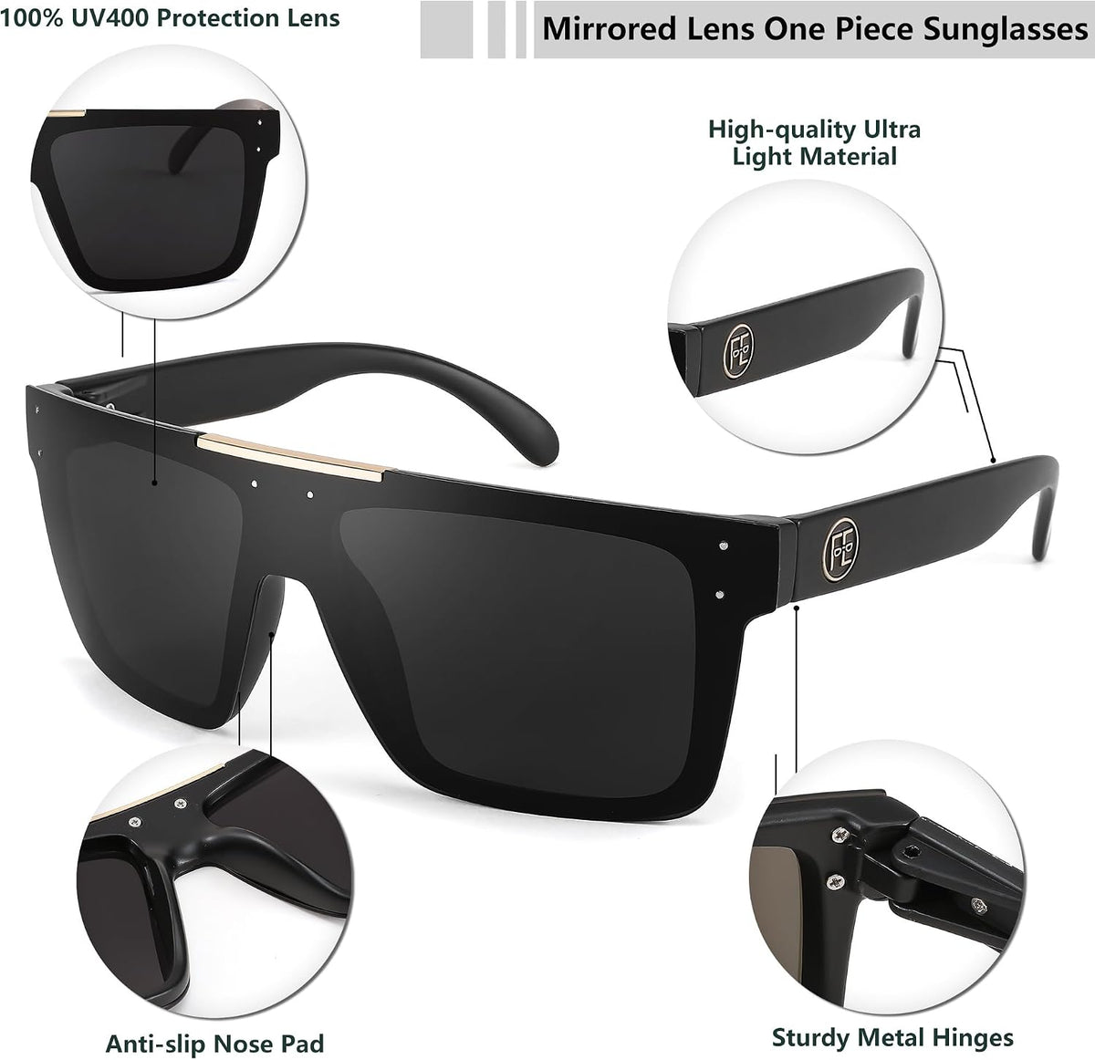 ÉÌƷͼƬ 11 | B0BZ4J86KV | FEISEDY Polarized Sunglasses for Men, Z87 Oversized Square Flat Top B2990