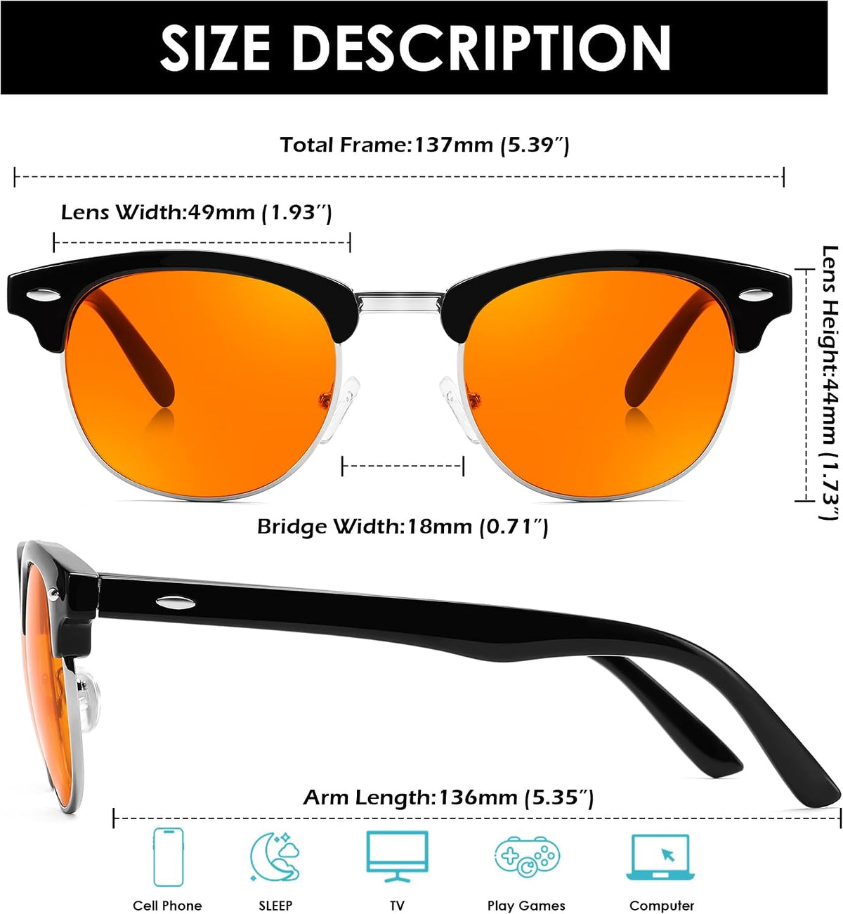ÉÌƷͼƬ 46 | B0FQ5DRDJG | FEISEDY Orange Blue Light Blocking Glasses for Woman Men Amber Lenses Computer Gaming Glasses for Better Sleep