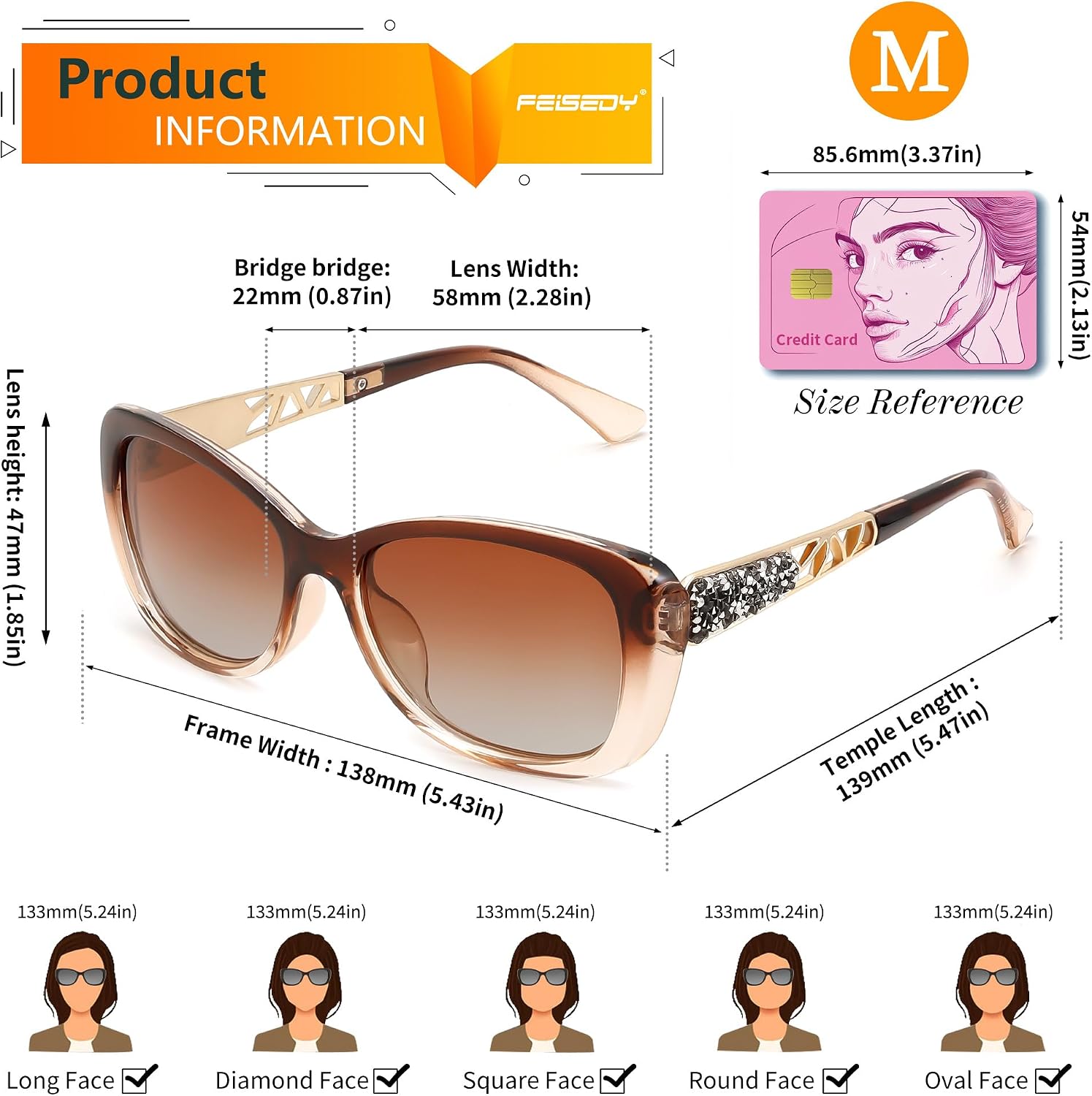 商品图片 26 | B0D2RBKKPD | FEISEDY Polarized Women Sunglasses Retro Shades Photochromic Lens Sparkling Crystal Sunglasses UV400 Protection B0144