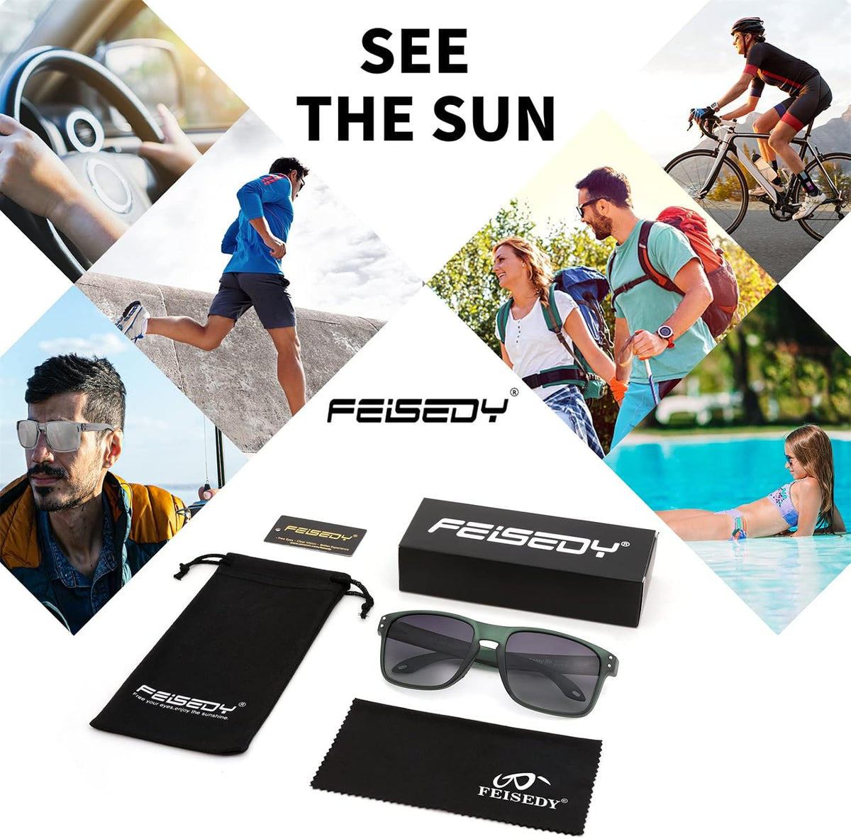 ÉÌƷͼƬ 23 | B09P11P3PC | FEISEDY Polarized Sports Sunglasses for Men Women, Classic Fishing Driving Cycling Goggles, UV400 Protection B2234