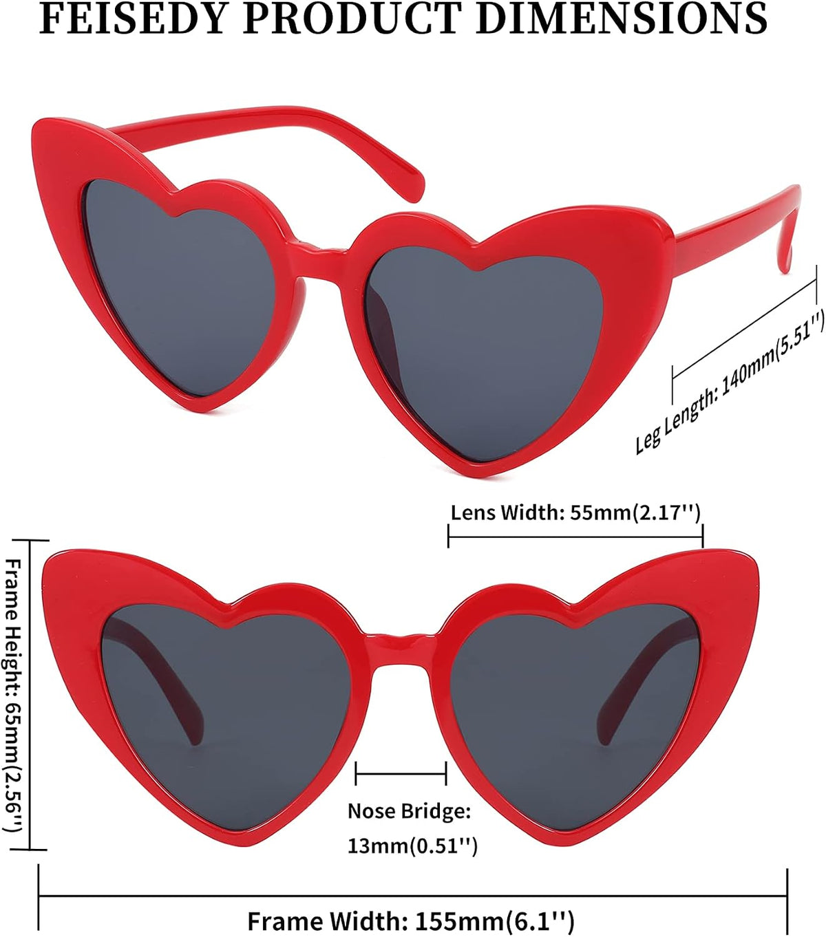 ÉÌƷͼƬ 8 | B08K4J65LX | FEISEDY Vintage Heart Shaped Sunglasses Women Stylish Love Eyeglasses B2421-P1