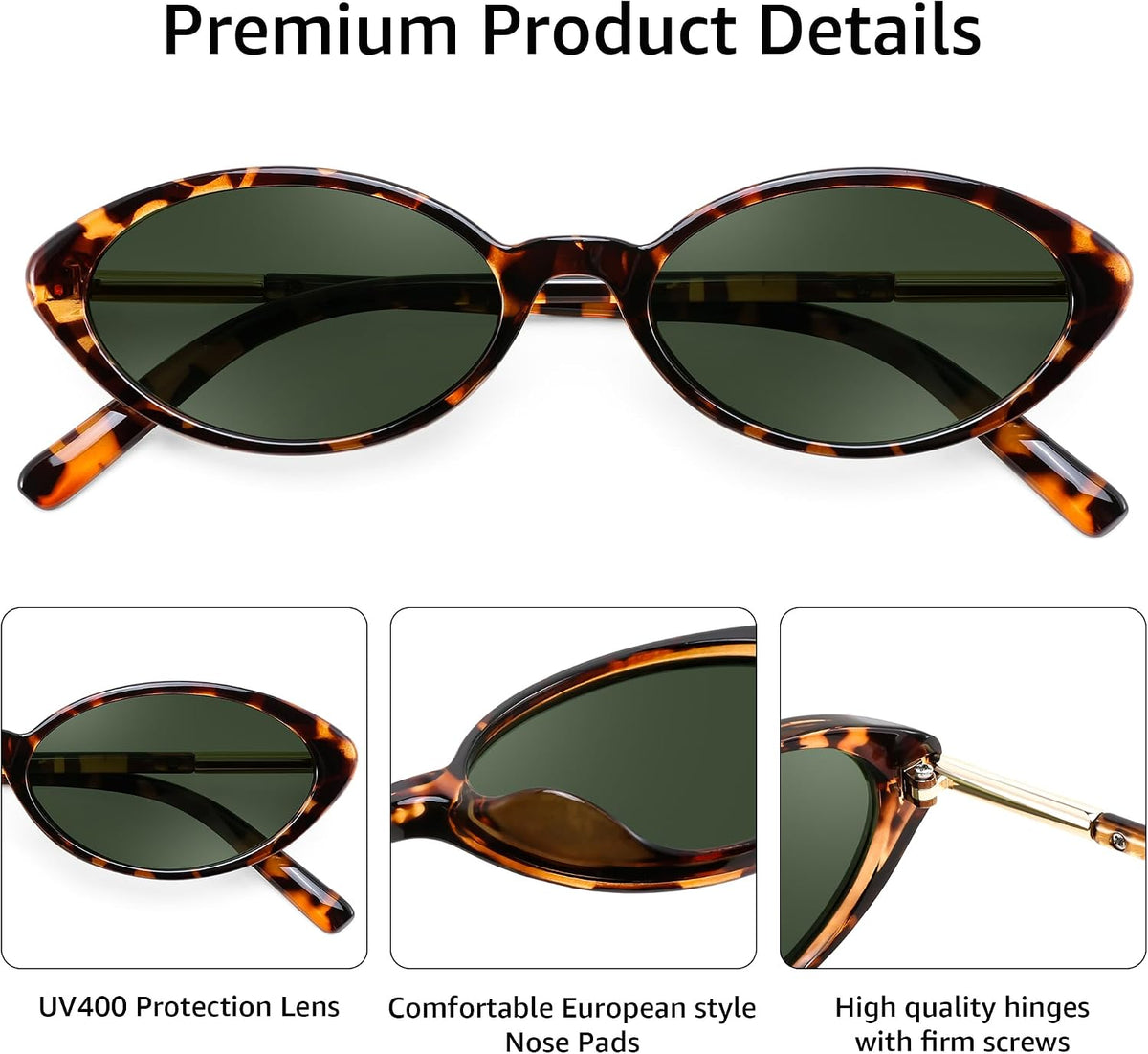 ÉÌƷͼƬ 16 | B0H2VP4ZBG | FEISEDY Oval Cat Eye Sunglasses for Women, 90s Narrow Y2K Shades B0435